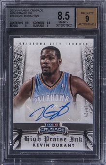 2013-14 Panini Crusade High Praise Ink #10 Kevin Durant Signed Card (#10/25) - BGS NM-MT+ 8.5/BGS 9